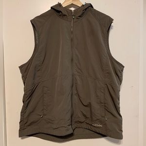 Eddie Bauer Zippered Hooded Chocolate Brown Vest Size 2XL